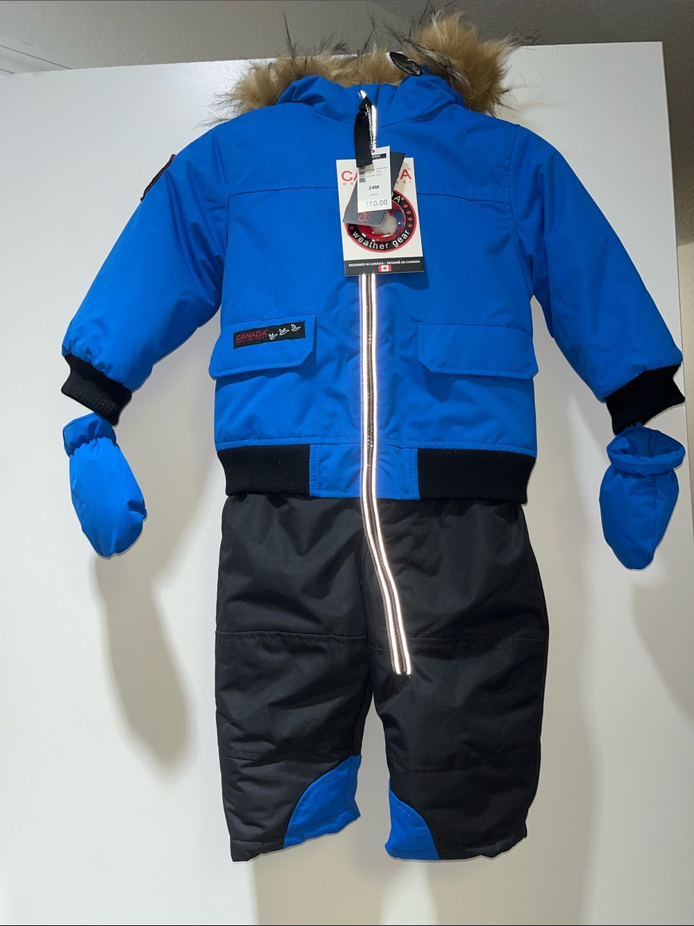 Canada Weather Gear NWTs Bright Blue & Black Kids Winter Snowsuit 24months